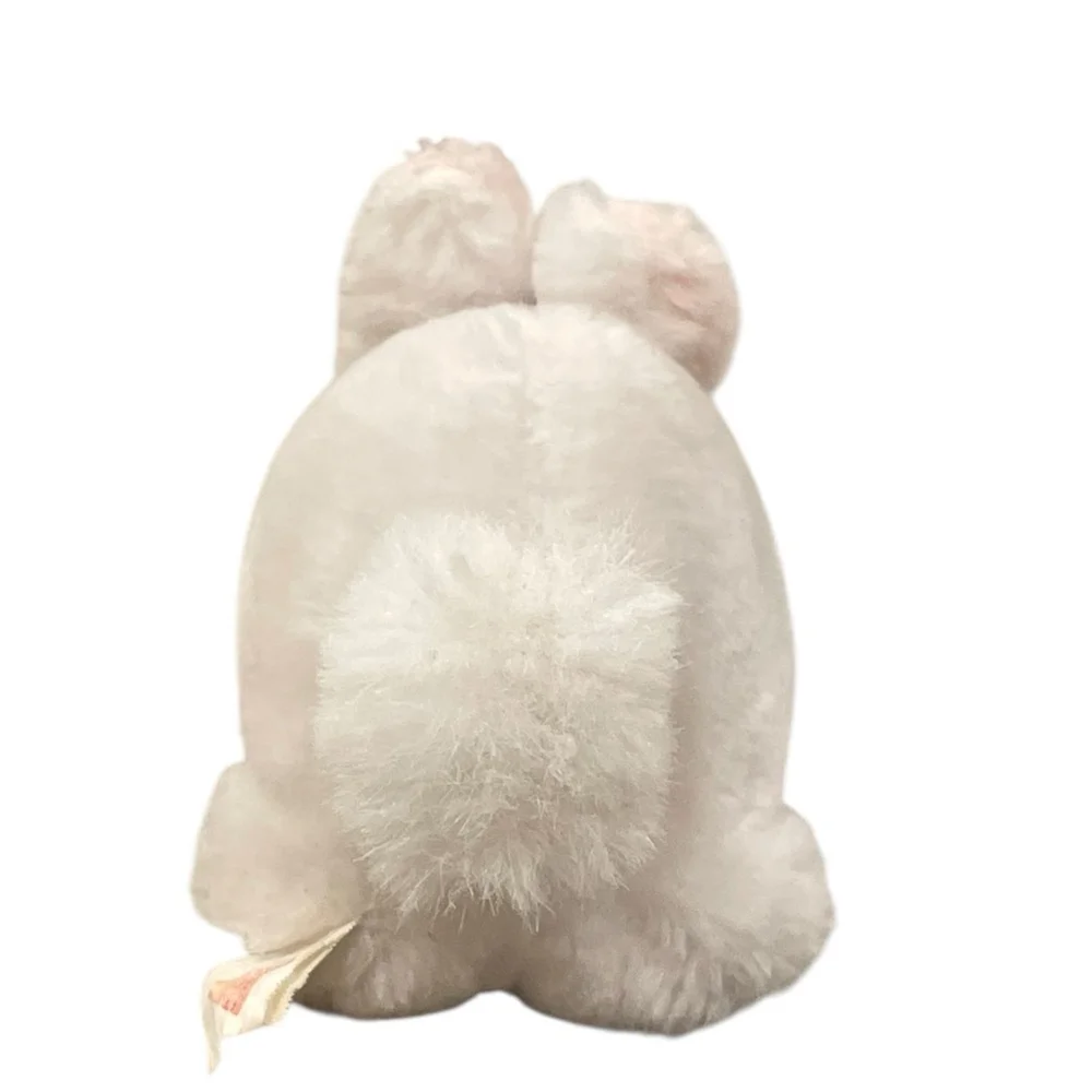 Vintage 1983 Dakin Mini Bunny Rabbit Plush White Pink Eyes Easter Toy 6